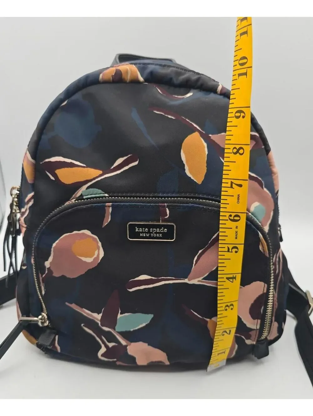 Kate Spade Chelsea Floral Nylon Backpack Black Multi Travel Bag 10